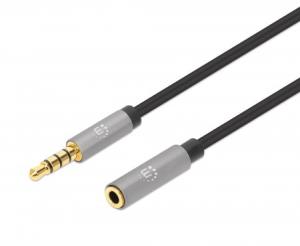 Stereo Audio Extension Cable 3.5mm Male to Female Slim Premium Gold-plated 1m