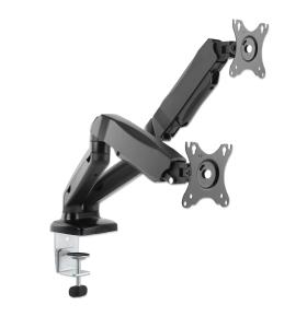Aluminum Gas Spring Dual Monitor Desk Mount Hold Two 17in to 32in Monitors up to 9kg