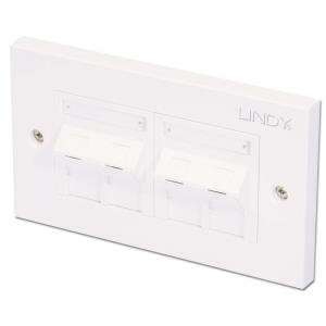 CAT6 Single Wall Plate With 2 Angled X Rj-45 Shuttered Socket Unshielded