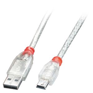 Cable - USB2.0 Type A Male To USB Mini-b Male - Transparent - 2m