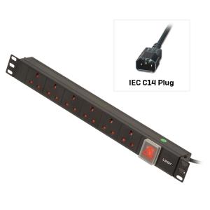 1u 6 Way Uk Plug Pdu 1xiec Plug To 6x3 Pin Sockets