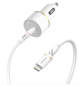 Car Charger Bundle USB-C 18w USB Pd + USB Clightning Cable 1M White