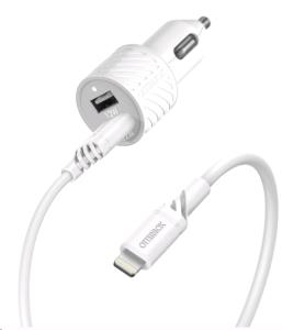 Car Charger Bundle 2x USB-A 12w + USB-A lightning Cable 1M White