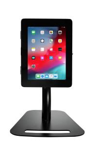 Premium Height Adjustable Floor To Desk Secure Kiosk Tablet Black